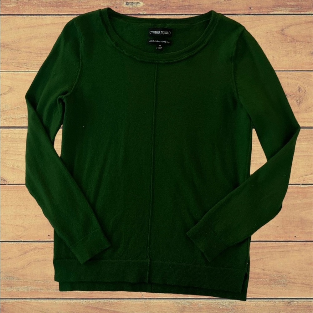 CYNTHIA ROWLEY Kelly Green Extrafine Wool top Sz M